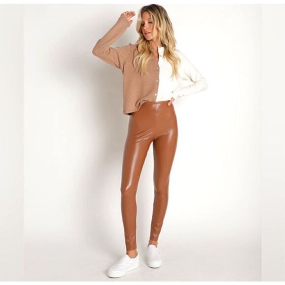 Commando NWT Faux Leather Leggings, Women’s M, Cocoa Brown - Picture 4 of 10